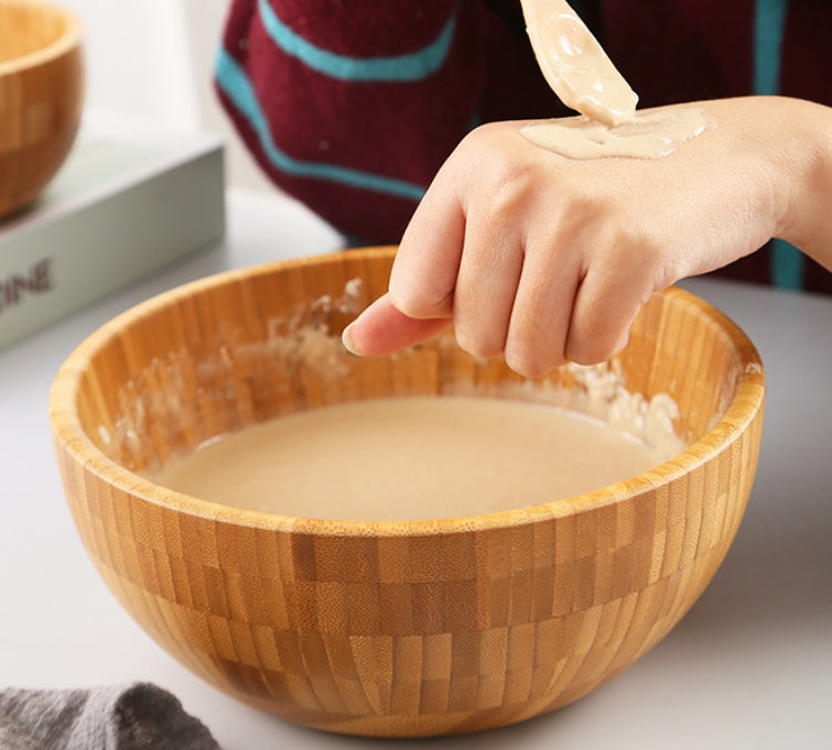 Chinese Medicine Mask Bamboo Household Salad Wooden Bowl