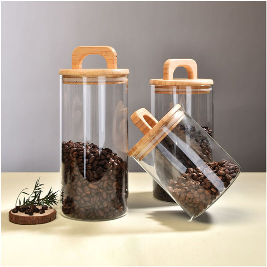 Multi Functional Transparent Wood Handle Sealed Jar