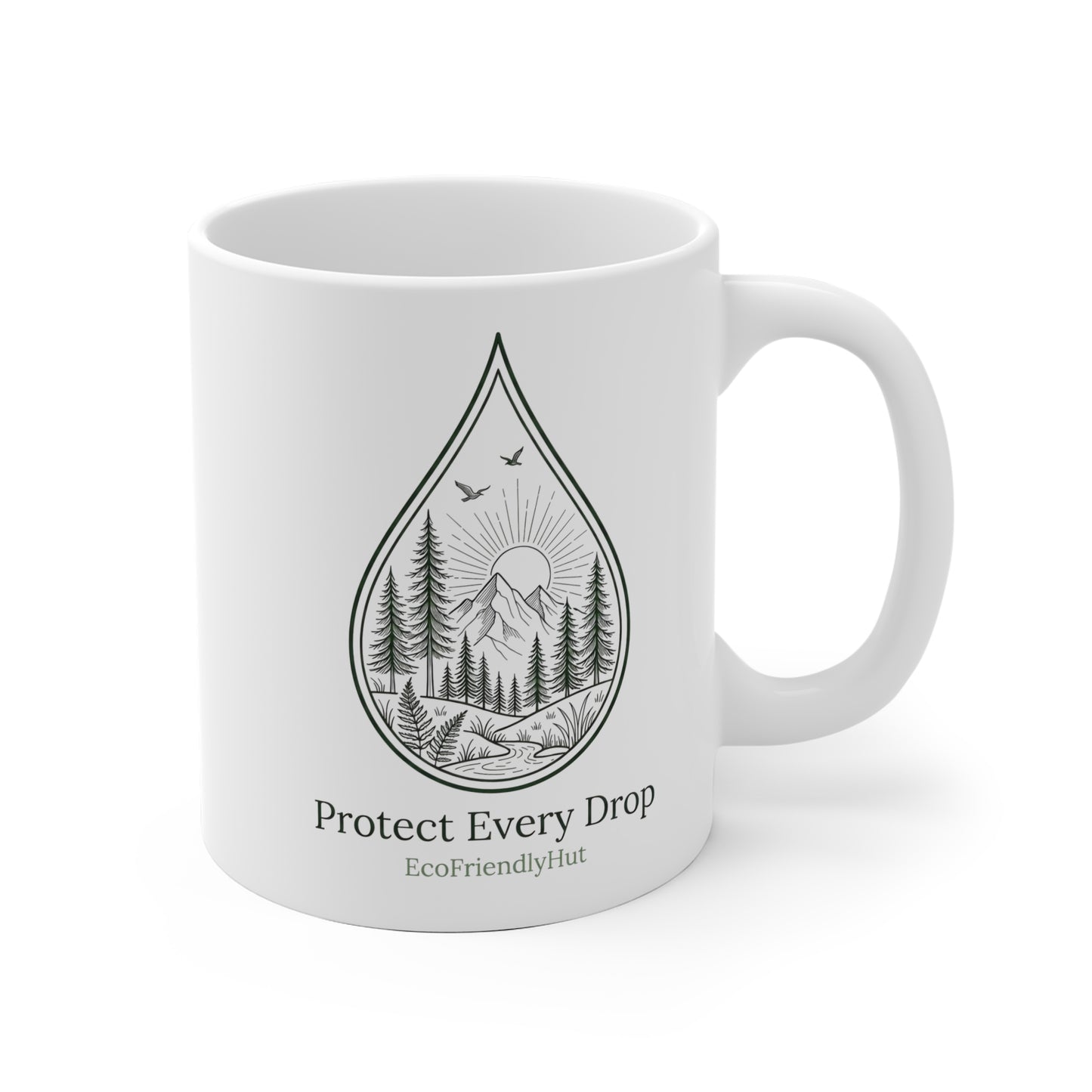 Ceramic Mug - "Protect Every Drop" Eco Water Conservation Coffee Cup