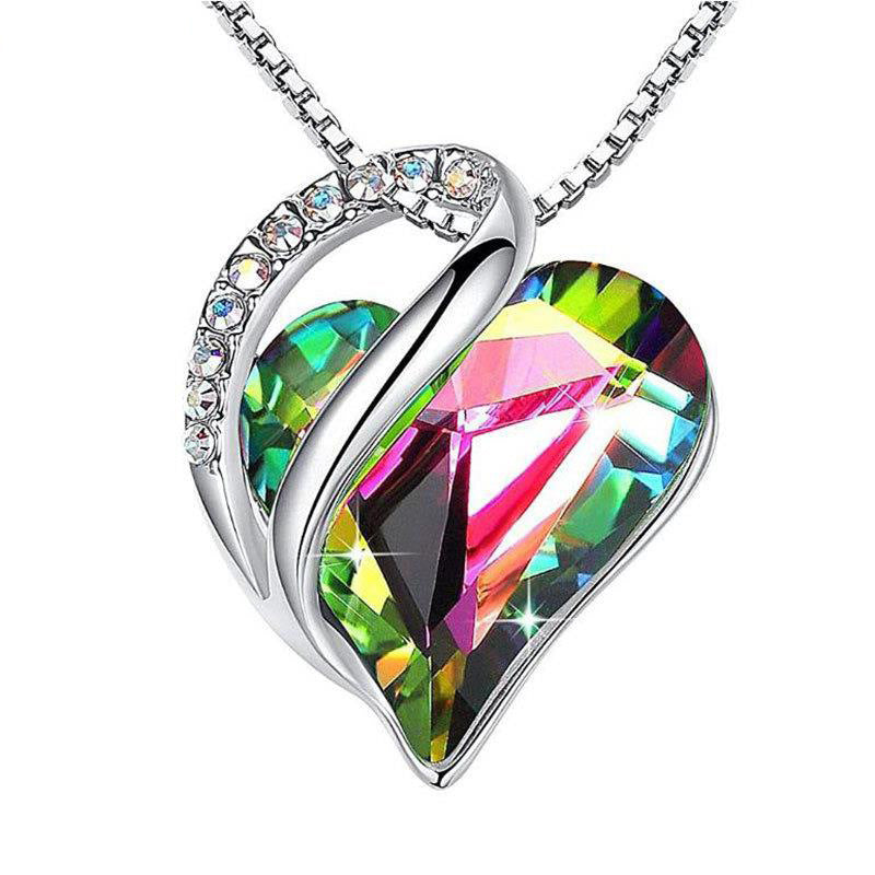 925 Sliver Heart Shaped Geometric Necklace