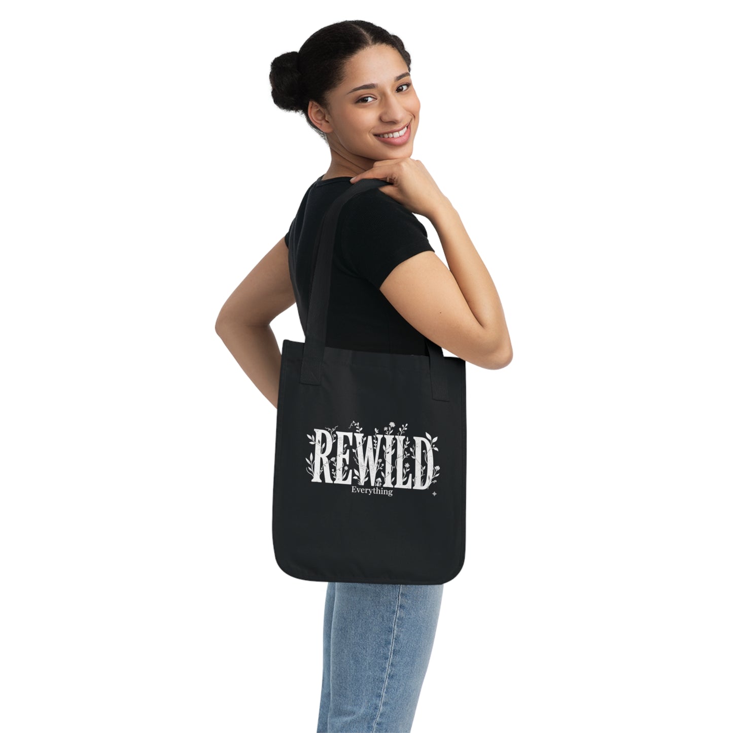 Rewild Everything Organic Canvas Tote — Eco-Friendly Plant Lover Bag