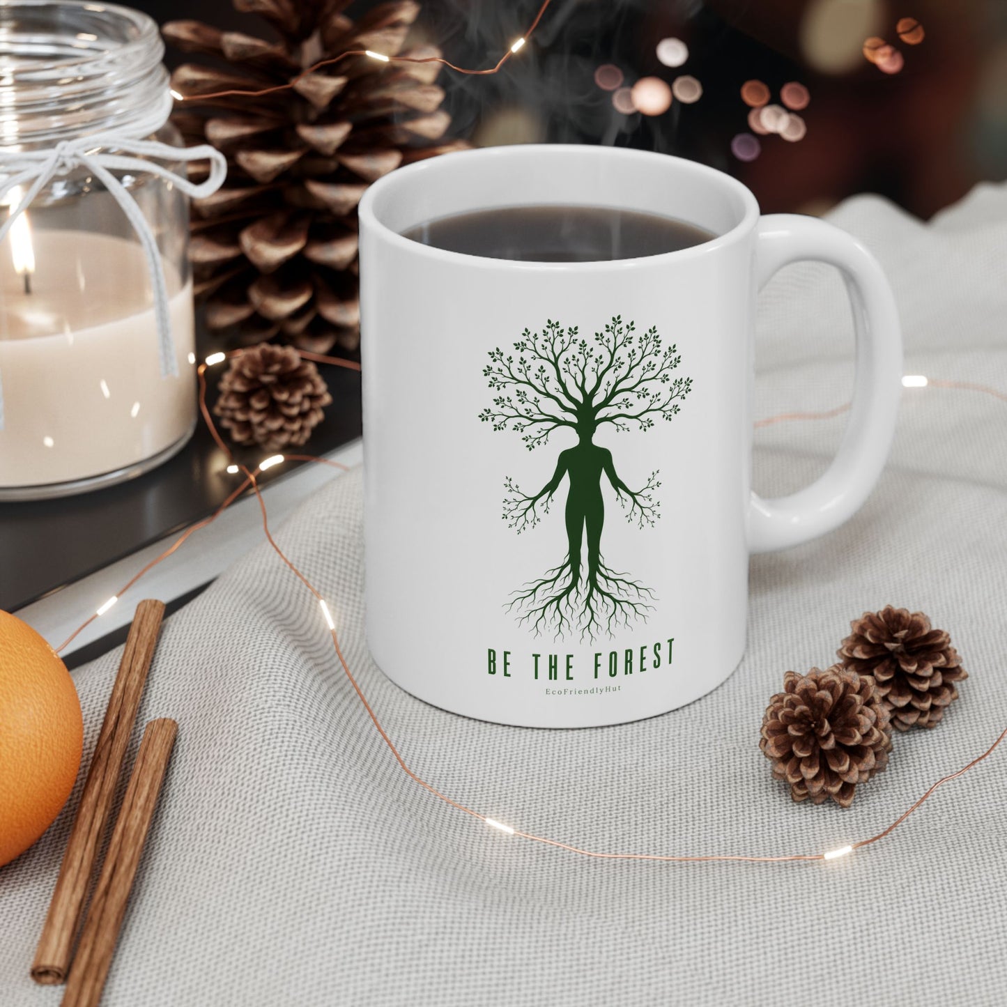 Herbal Tea Tree Ceramic Mug — Botanical Greenery 11oz & 15oz