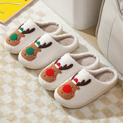 Winter Home Elk Soft Cozy Bedroom Slipper