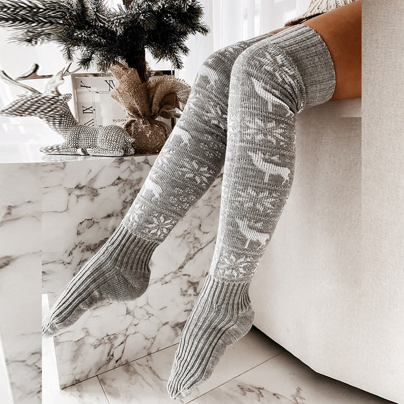 Winter Christmas Warm Knitted Over-the-knee Casual Long Socks