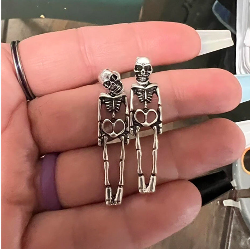 Halloween Human Skeleton Detachable Stud Earrings