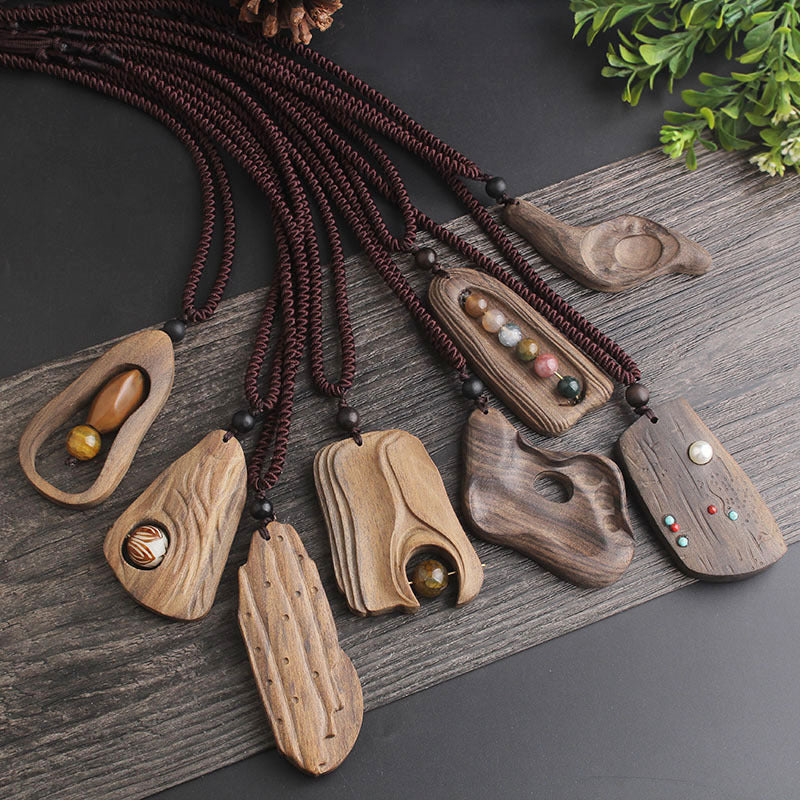 Ancient Long Sweater Wooden Chain