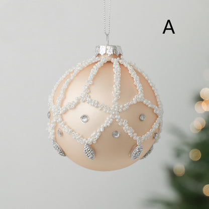 Glass Ball Drop Ball Hand Drawn Christmas Tree Pendant