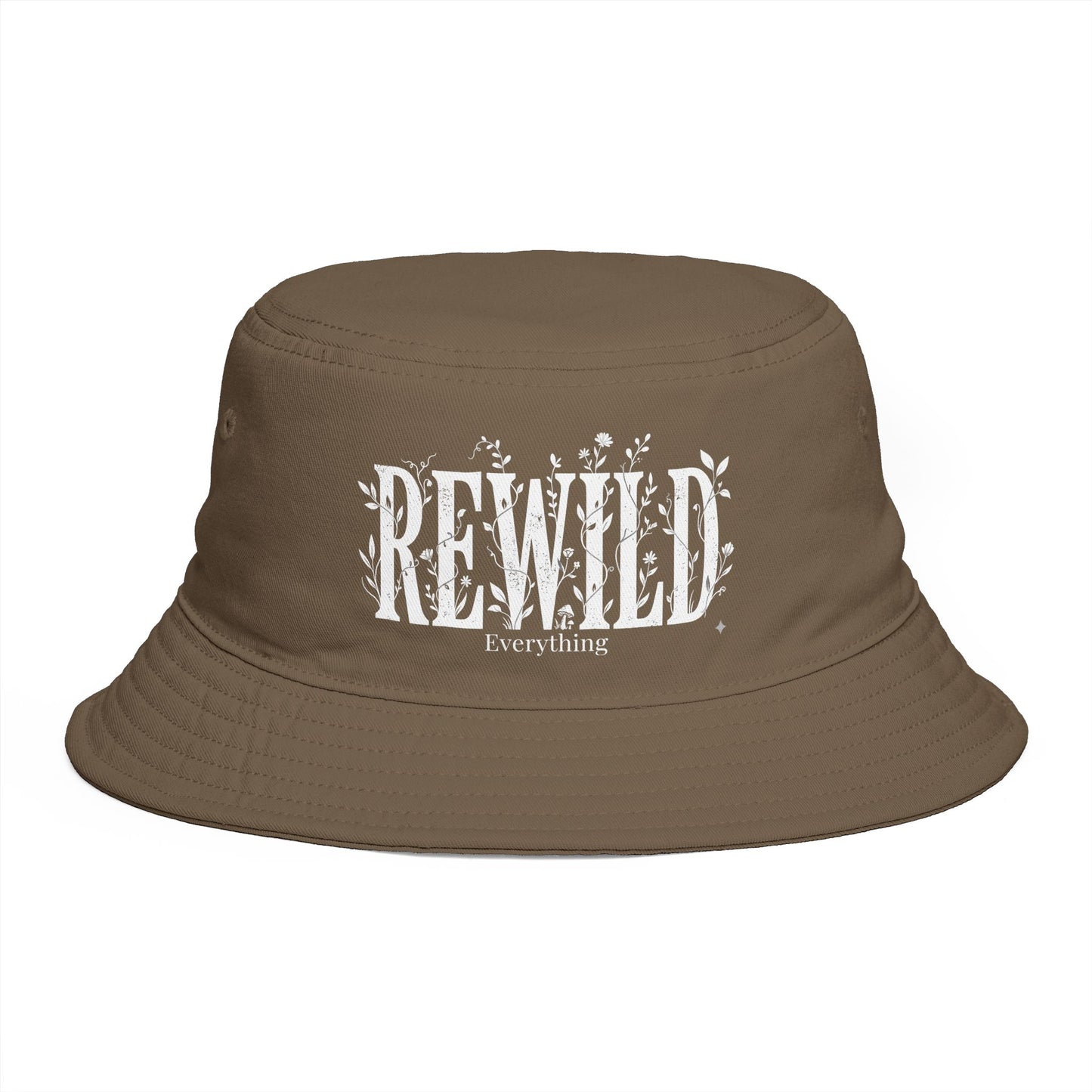 Rewild Everything Bucket Hat — Brown Outdoor Nature Hat