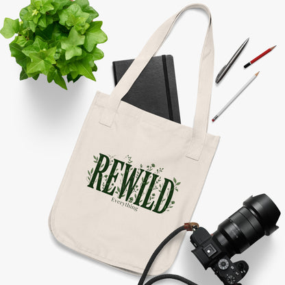 Rewild Everything Organic Canvas Tote — Eco-Friendly Plant Lover Bag