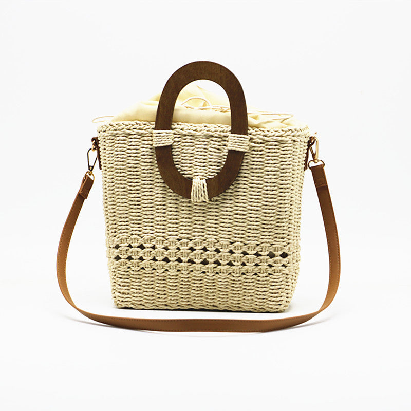 Women's One-shoulder Hand-held Grass Hollow Woven Paper Bag
