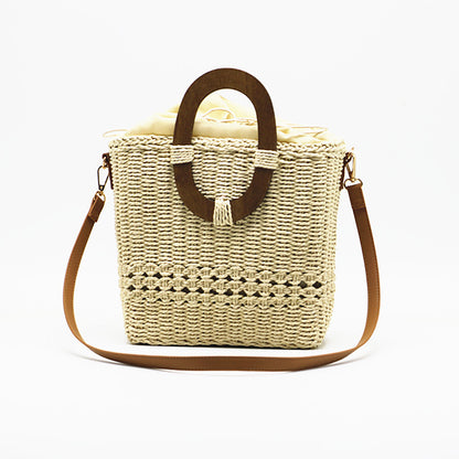 Women's One-shoulder Hand-held Grass Hollow Woven Paper Bag