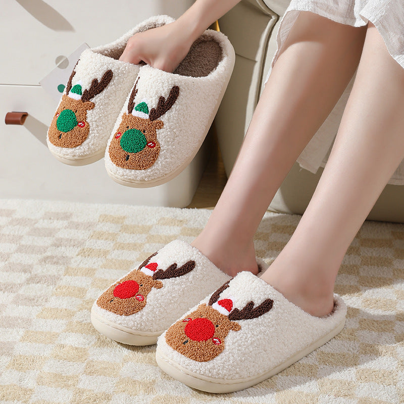 Winter Home Elk Soft Cozy Bedroom Slipper