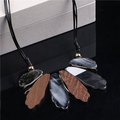 Large Wooden Beads Geometric Pendant Colorful Necklaces