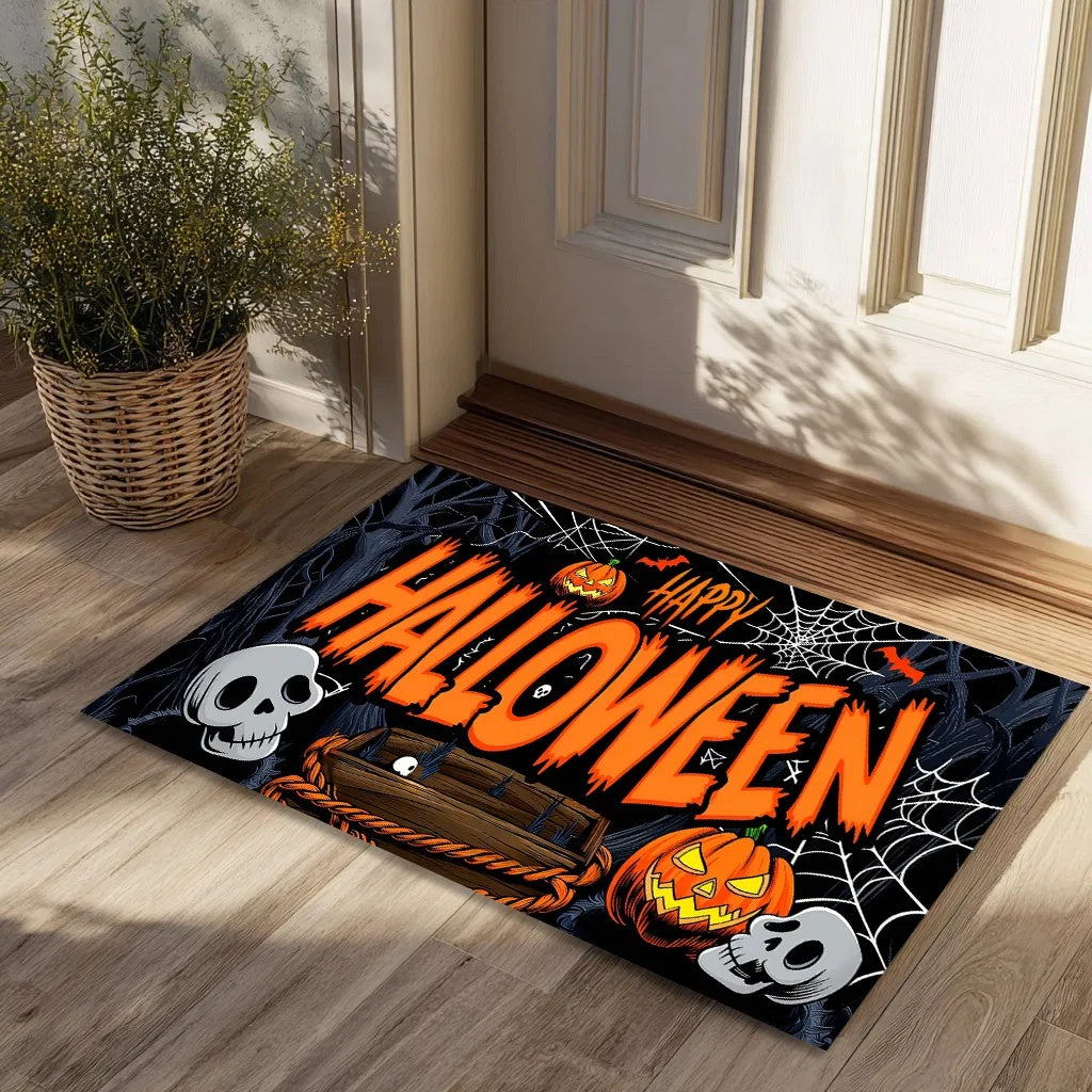 Absorbent And Non-Slip Rug Halloween Pumpkin Ghost Doormat