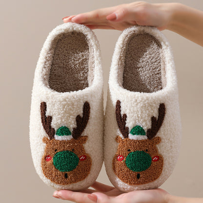 Winter Home Elk Soft Cozy Bedroom Slipper
