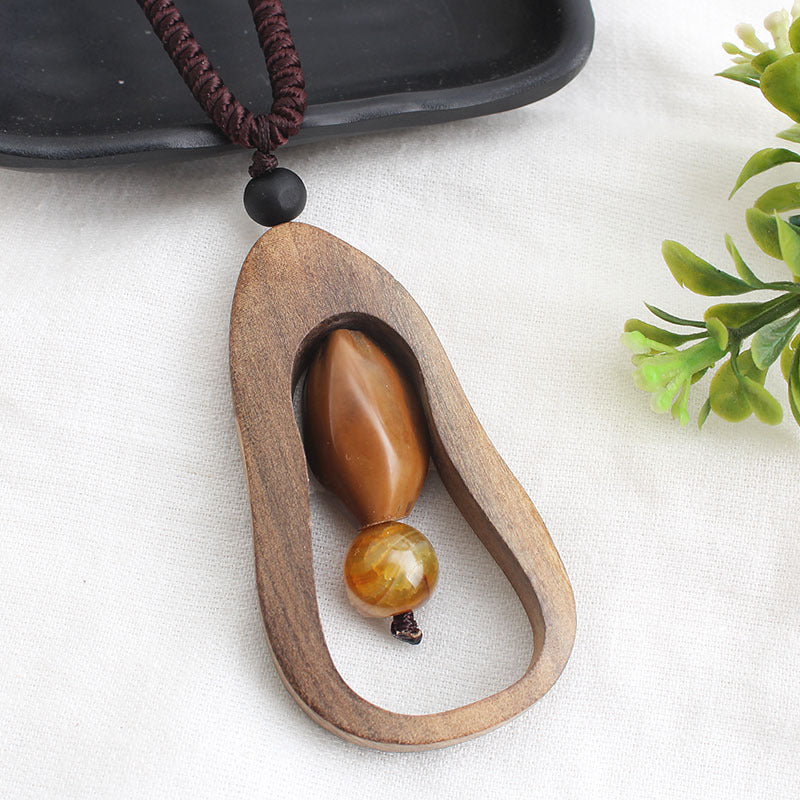 Ancient Long Sweater Wooden Chain