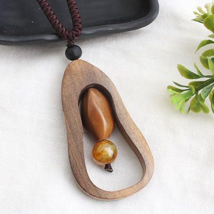 Ancient Long Sweater Wooden Chain
