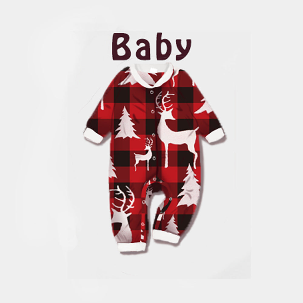European And American Christmas Deer Head Print Parent-child Home Service Suit