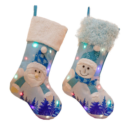 Glowing Large Christmas Socks Gift Candy Bag With Lights