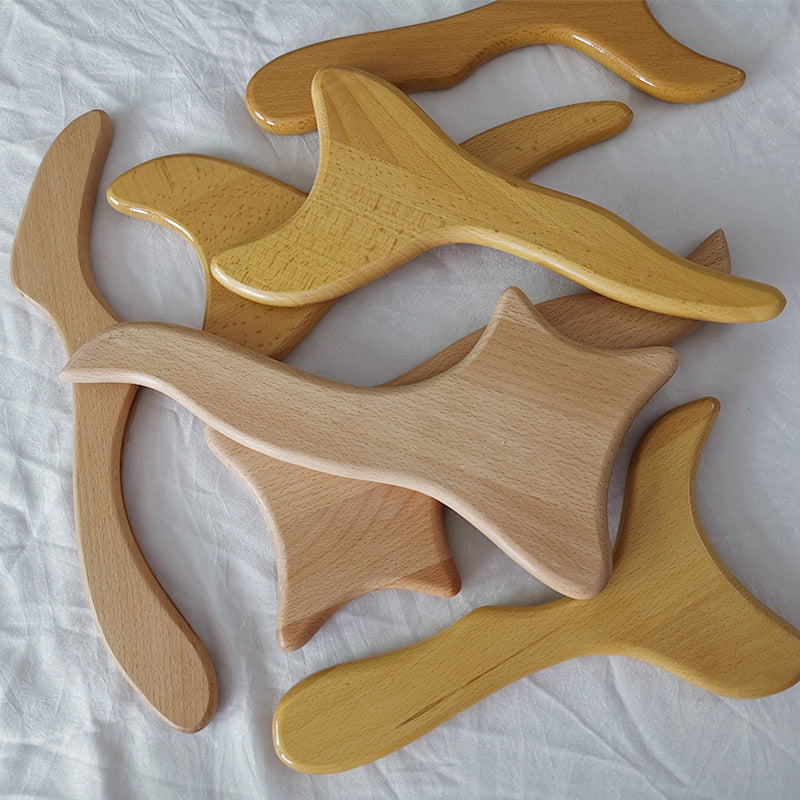 Beech Rolling Bar Scraping Plate Massager