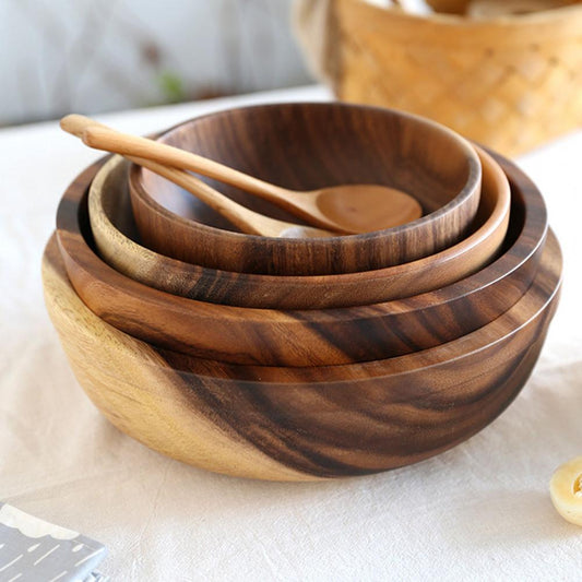 Wooden Bowl, Natural — Handmade Rice & Snack Bowl