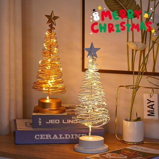 LED Spiral Table Ornament Wrought Iron Christmas Tree