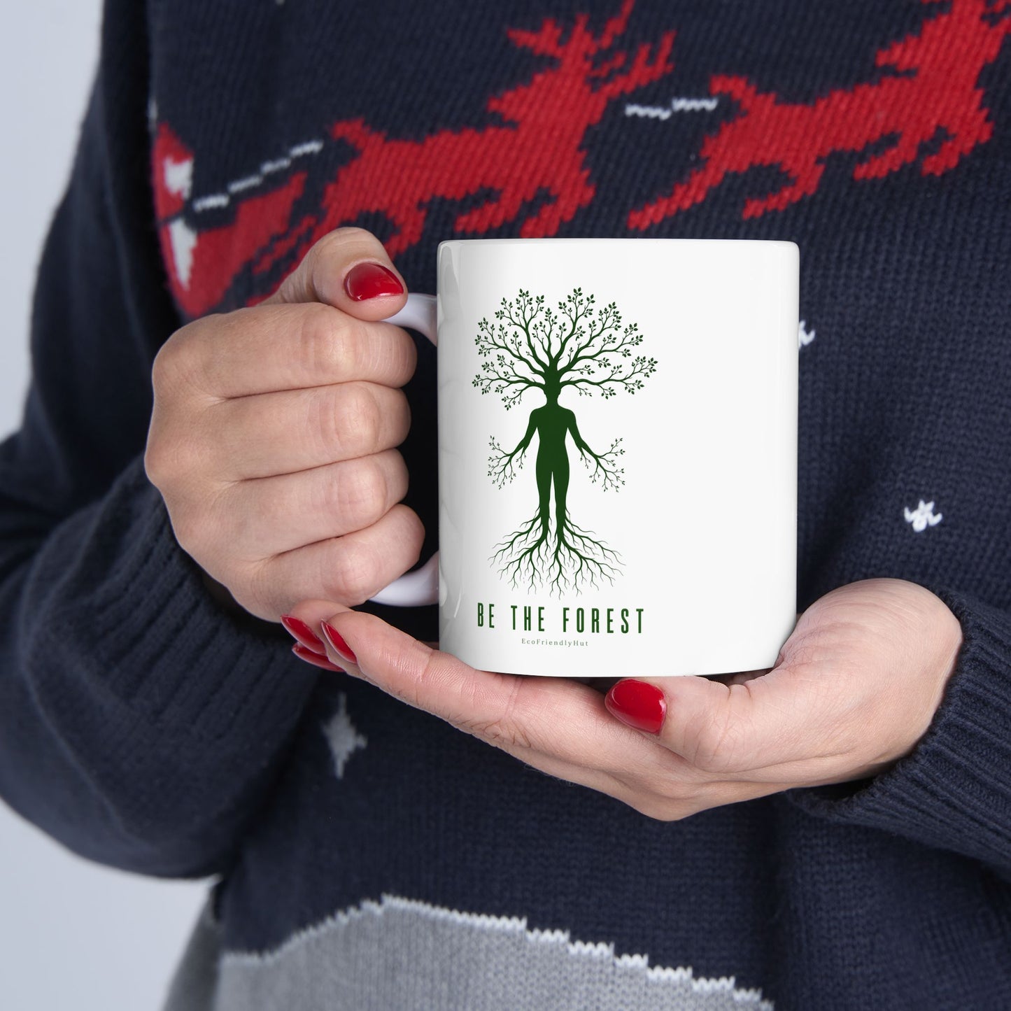 Herbal Tea Tree Ceramic Mug — Botanical Greenery 11oz & 15oz