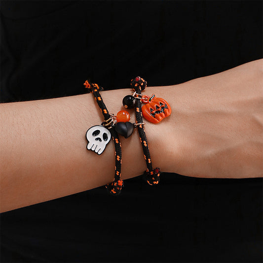 Halloween Pumpkin Ghost Love Magnetic Couple Rope Bracelet