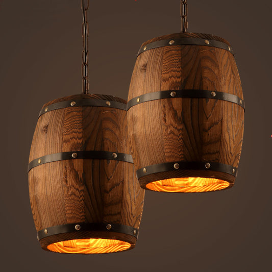 Creative Personality Wine Barrel Wooden Chandeliers Lights
