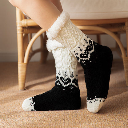 Love Knitted Plush Floor Socks Winter Warm Non-slip Carpet Socks