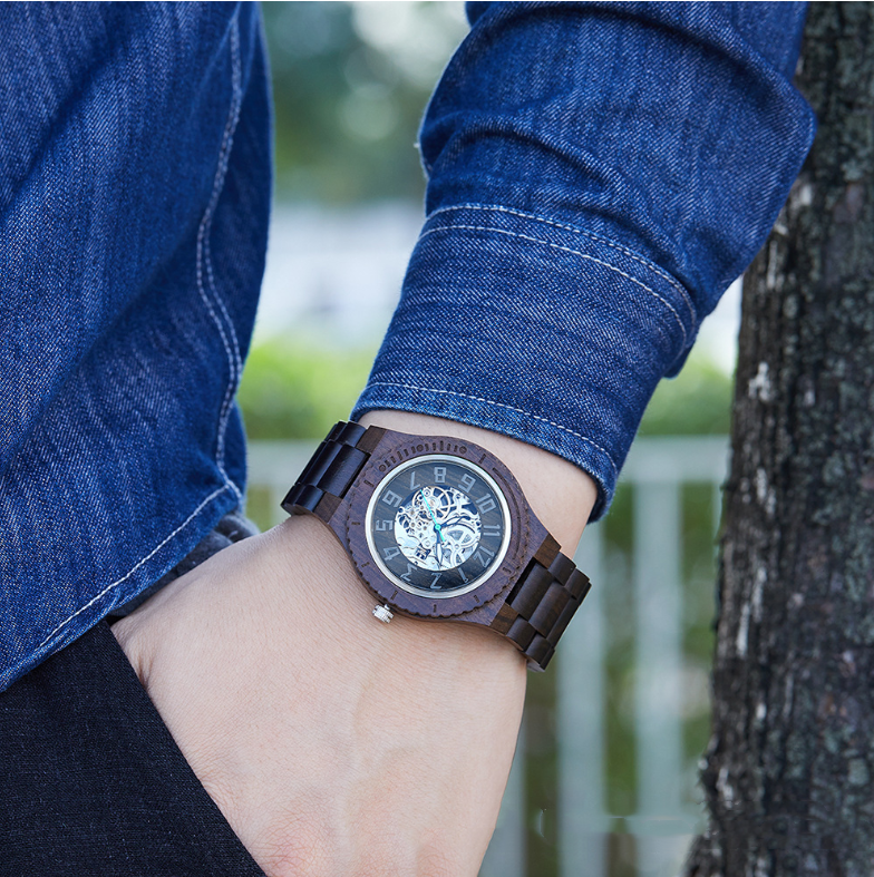 Crystal Mirror Wooden watch