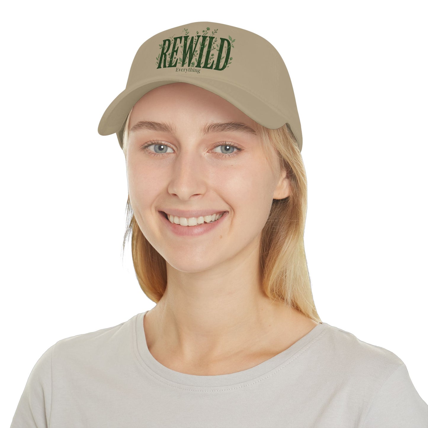 Rewild Everything Khaki Baseball Cap — Outdoor Nature, Conservation Hat