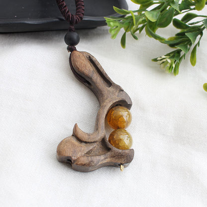 Ancient Long Sweater Wooden Chain