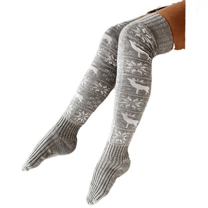 Winter Christmas Warm Knitted Over-the-knee Casual Long Socks