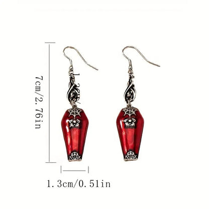 Halloween Style Red Bat Spider Retro Earrings