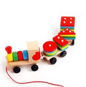 Wooden Train Three-section Tractor Toy Children's Intelligence Puzzle Toys