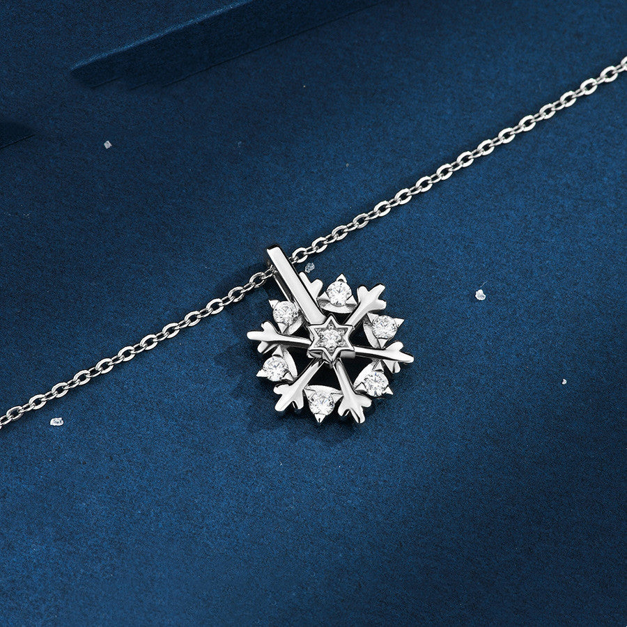 Rotatable 925 Silver Snowflake Necklace