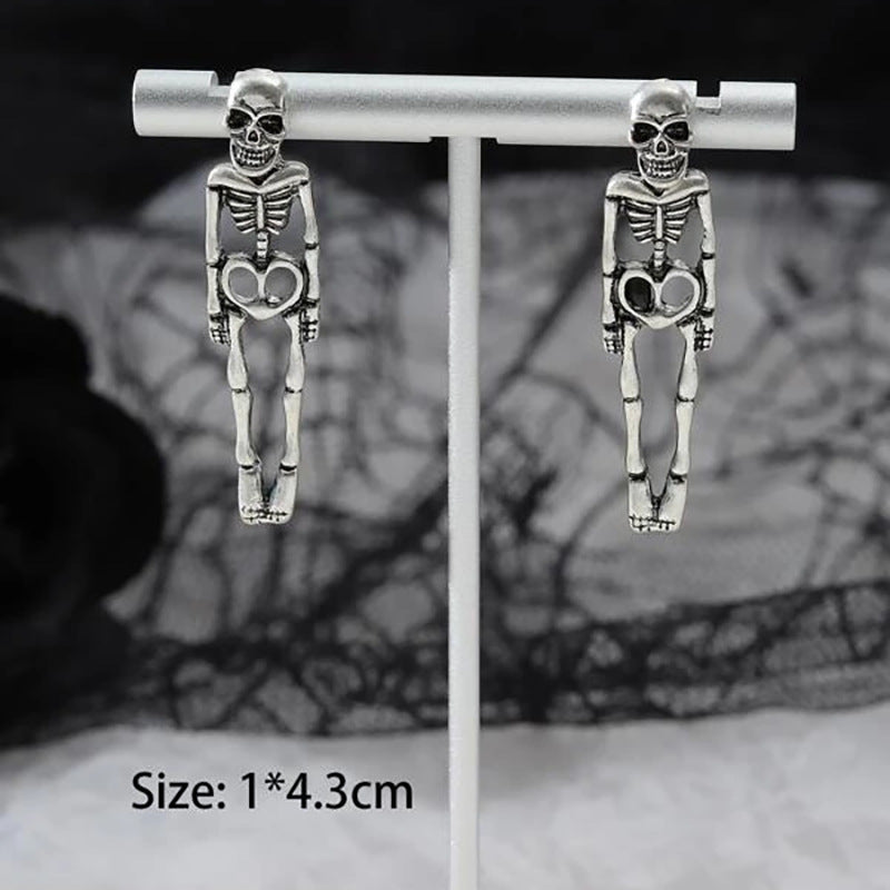 Halloween Human Skeleton Detachable Stud Earrings