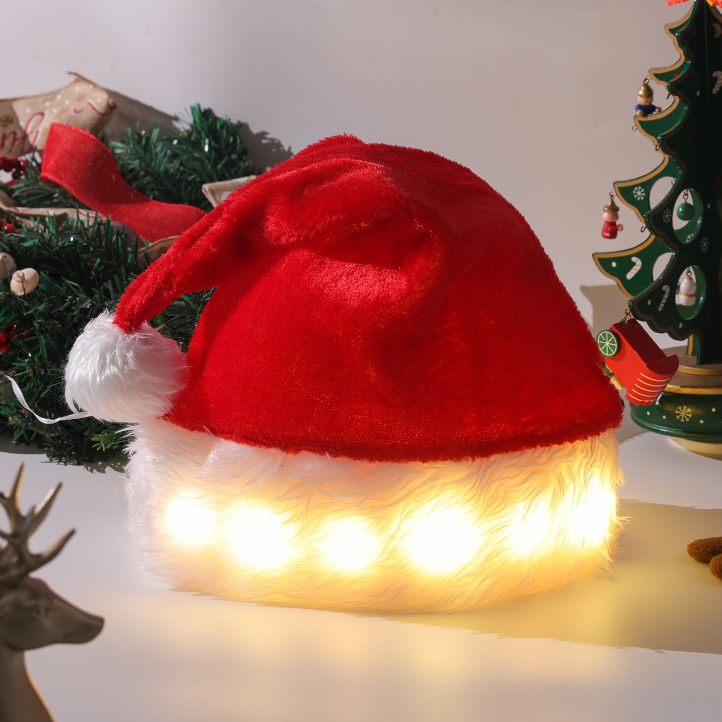 LED Light Plush Children's Adult Christmas Decorations Hat