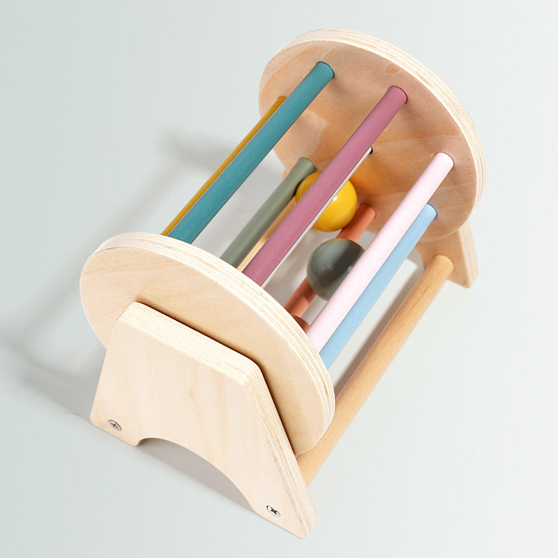 Teaching Aids Rolling Drum Wooden Rainbow Baby Puzzle
