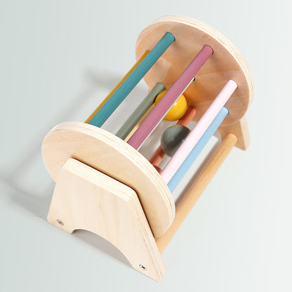Teaching Aids Rolling Drum Wooden Rainbow Baby Puzzle