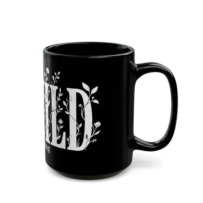 Ceramic Coffee Mug, Black Floral — 11oz/15oz