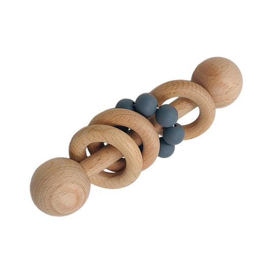 Wooden Rattle With Silicone Teether