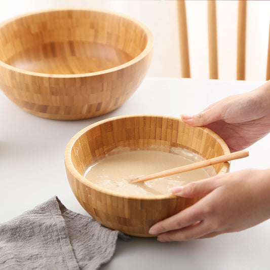 Chinese Medicine Mask Bamboo Household Salad Wooden Bowl