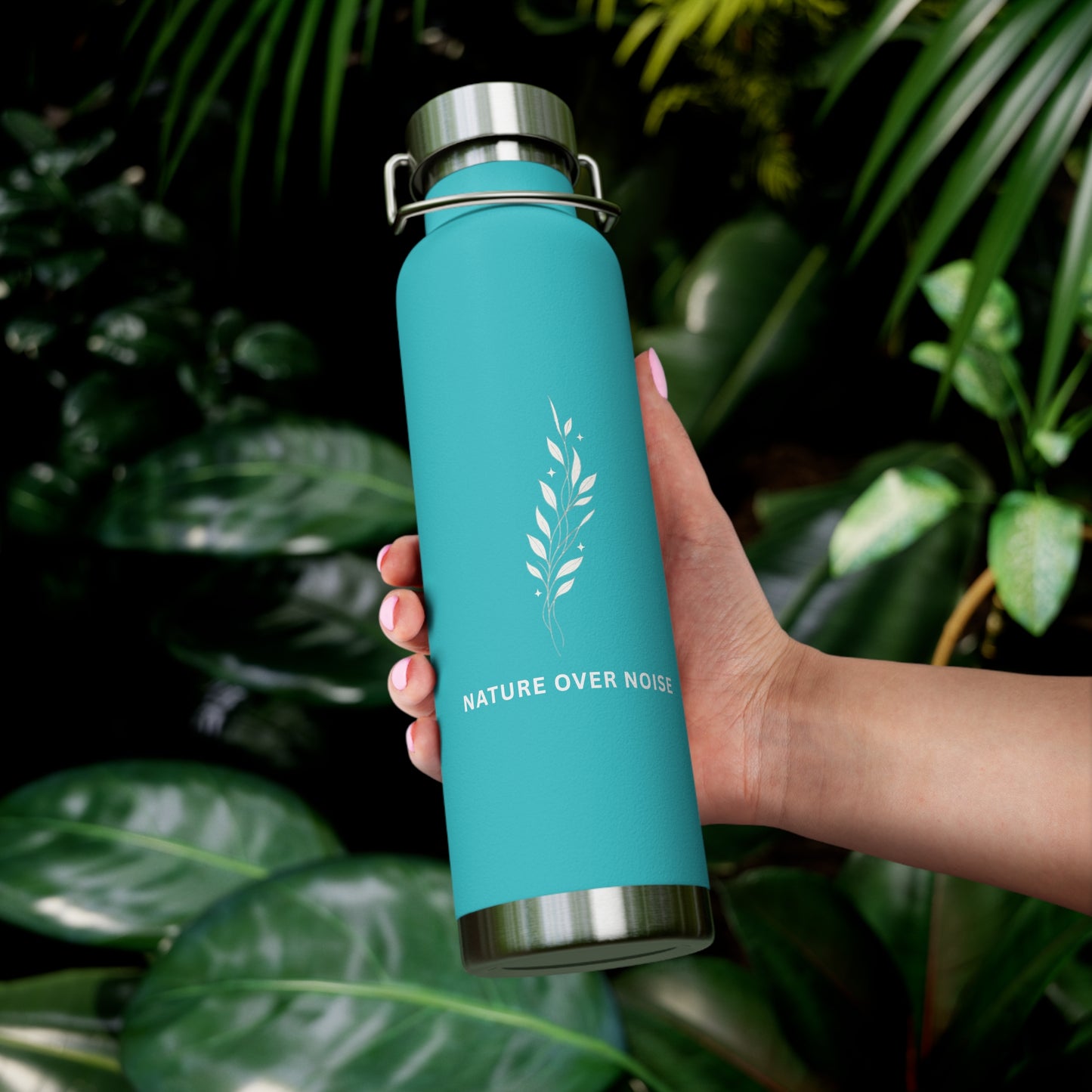 Nature Over Noise 22oz Vacuum Insulated Water Bottle — Stainless Copper-Lined Thermal Bottle