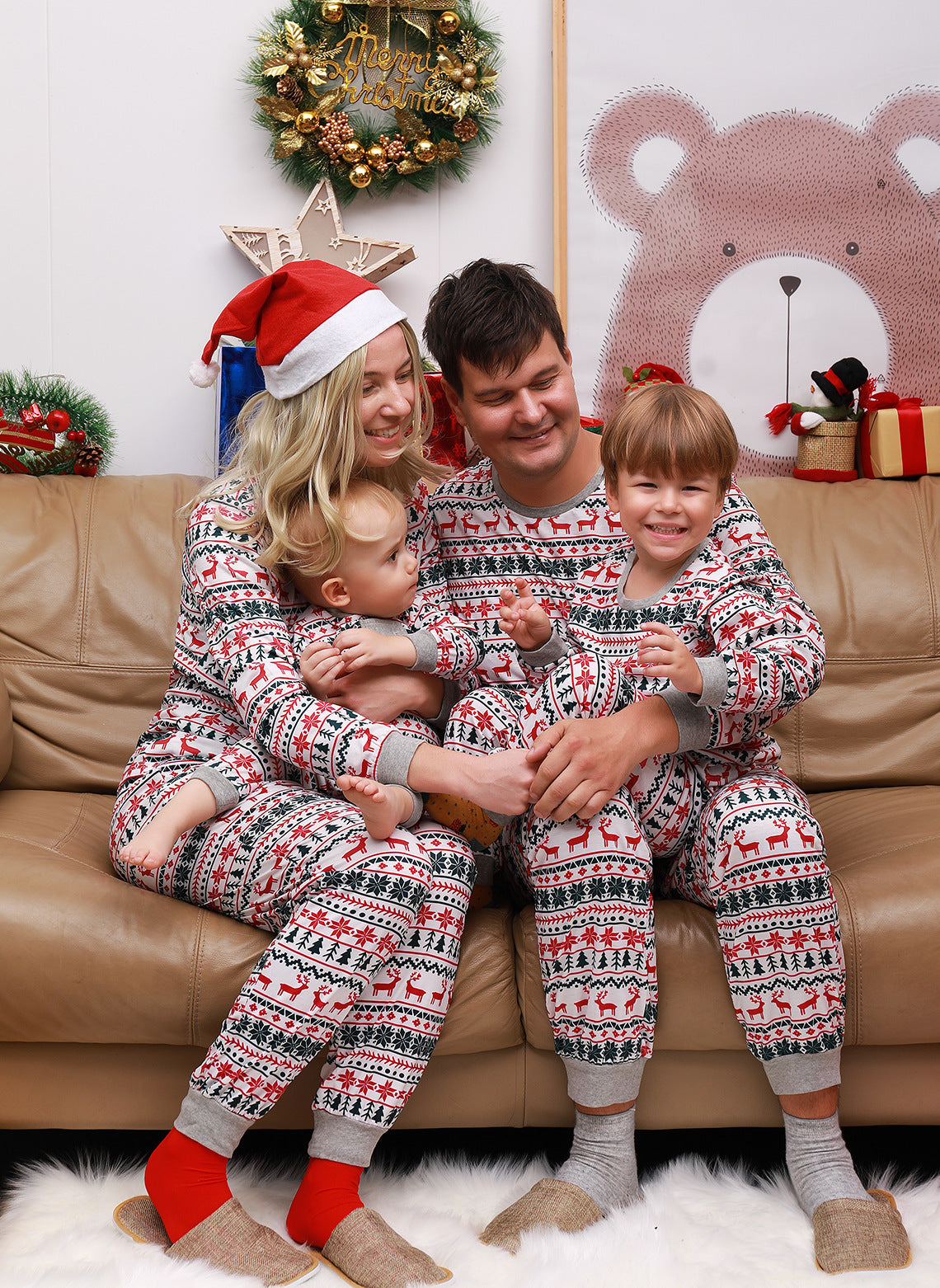 Christmas Family Matching Father Mother Kids Baby Look alike Clothes Set