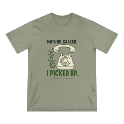 Nature Called T‑Shirt — “I Picked Up” Vintage Phone Eco Graphic Tee