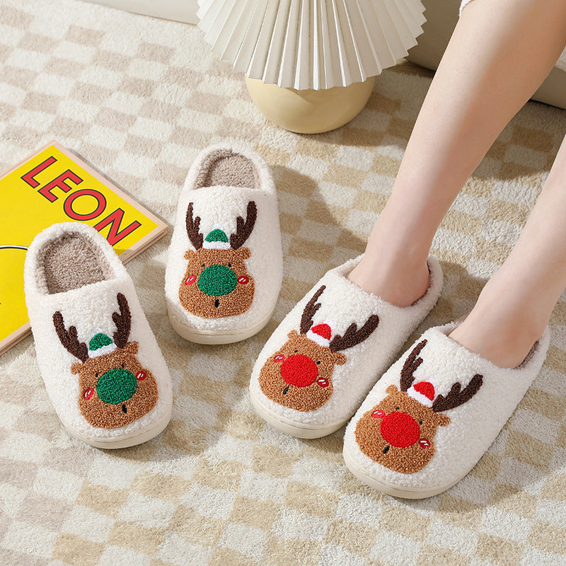 Winter Home Elk Soft Cozy Bedroom Slipper