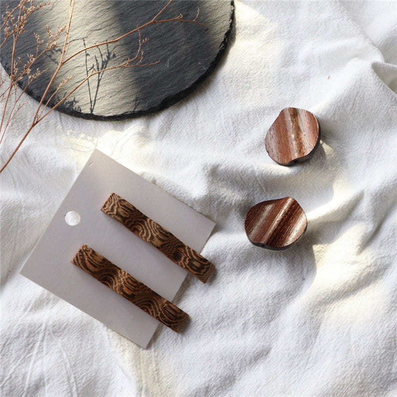 Wooden Wavy Retro All-match Earrings