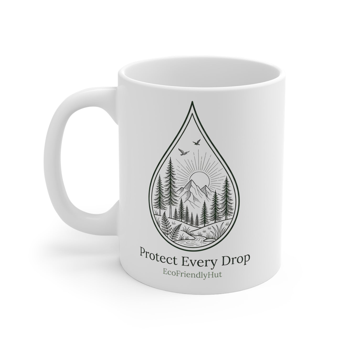Ceramic Mug - "Protect Every Drop" Eco Water Conservation Coffee Cup
